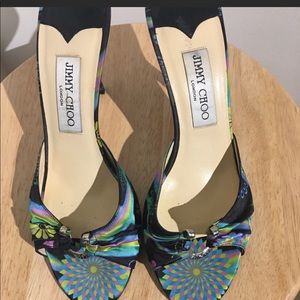 Jimmy Choo size 39/9 Multi Color Fabric Slides